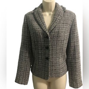 Apostrophe Tweed Black and White PETITE Women’s Blazer Size 6P‎ Career Casual